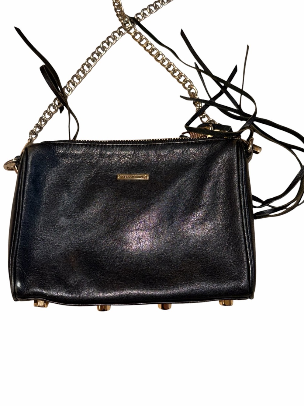 Rebecca Minkoff Black Leather Crossbody with Gold Hardware - Picture 6 of 8